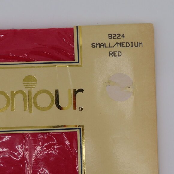 VTG Bonjour Women Small Medium S/M Matte Opaque Red Sandalfoot Pantyhose NEW - Picture 4 of 9